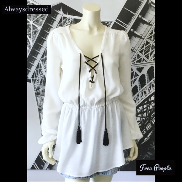 FREE PEOPLE Lace Front Blouse - Picture 1 of 5